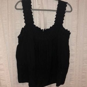 women’s black lace strap top